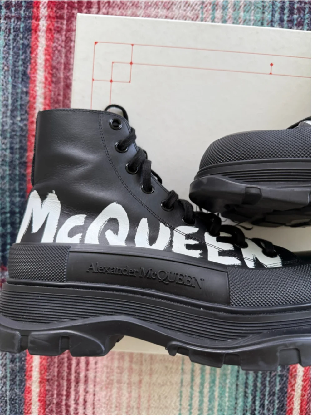 Alexander McQueen Men's Graffiti Tread Slick Boots 44